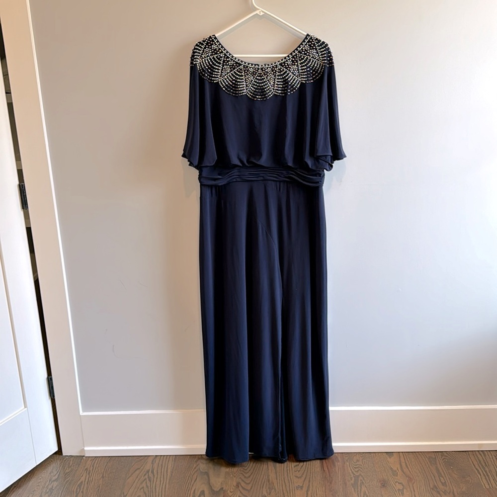 Betsy & Adam Women's Plus Size Beaded Blouson Gown, Size 16W